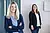 Zwei Frauen in Businesskleidung in einem modernen Büro, Mitarbeiterin Frau Liehn lächelt und steht im Vordergrund, während eine andere Mitarbeiterin unscharf im Hintergrund steht.